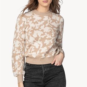 Lilla P Tan and Cream Floral Sweater